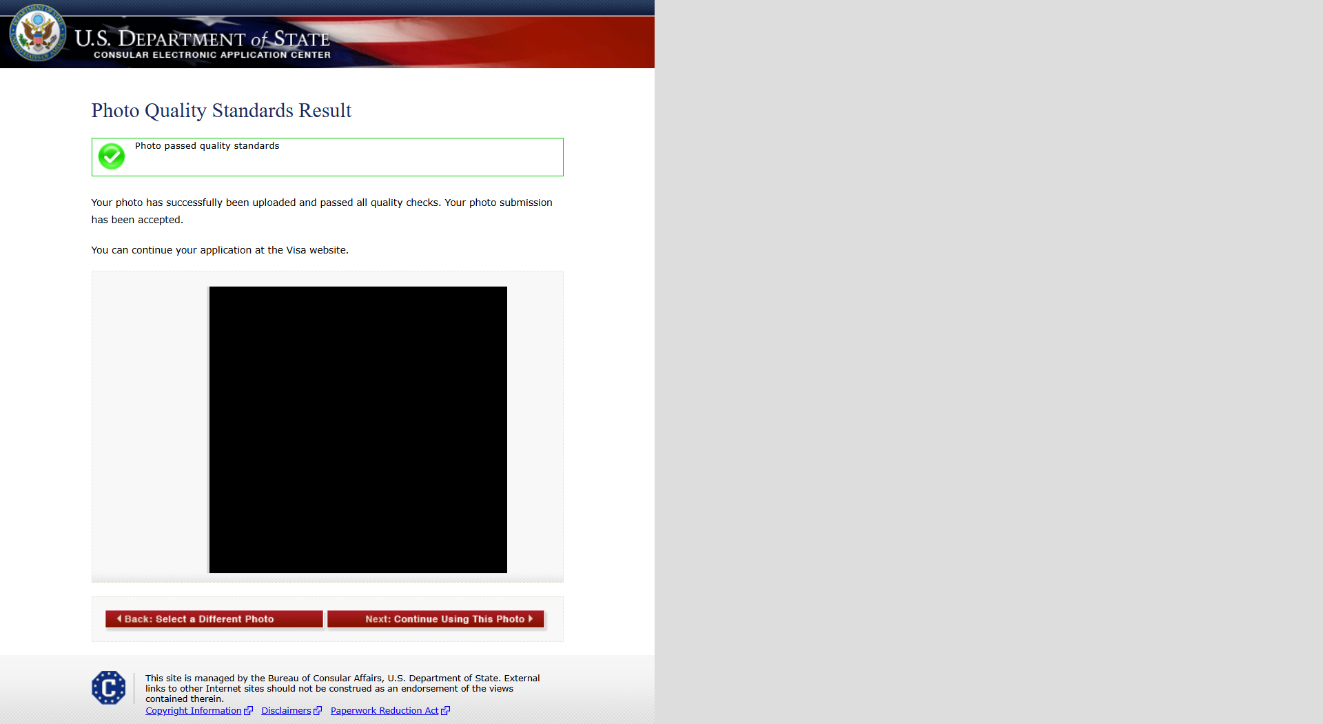 DS-160 Start Page Screenshot